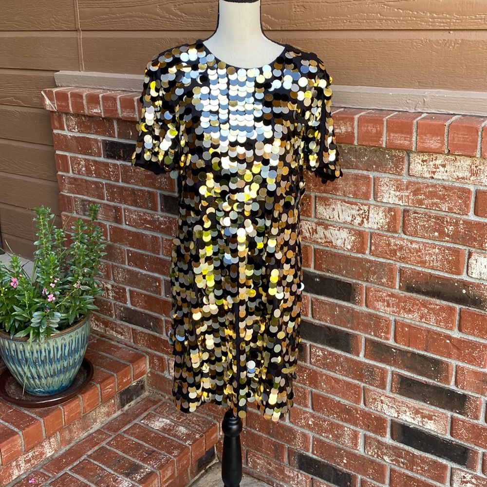 Rachel Zoe Elsa Sequined Cotton Jersey Mini Dress in Gold Women's Size 10